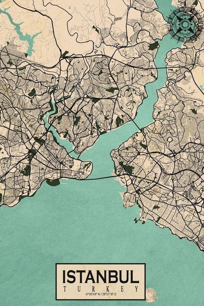Istanbul Map Design — Paper Poster