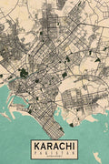 Karachi Map Design — Paper Poster